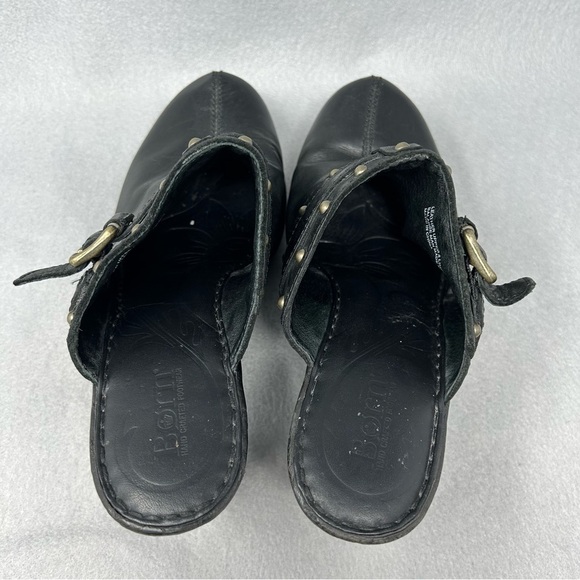 Born Womens Clogs Black Leather Size 9/40.5  Mules Slip On Buckle - Picture 9 of 12